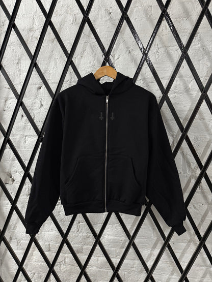 STEALTHH Cropped Zip-Up Hoodie